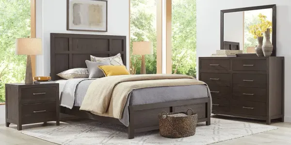 Woodley Dark Brown 7 Pc King Panel Bedroom