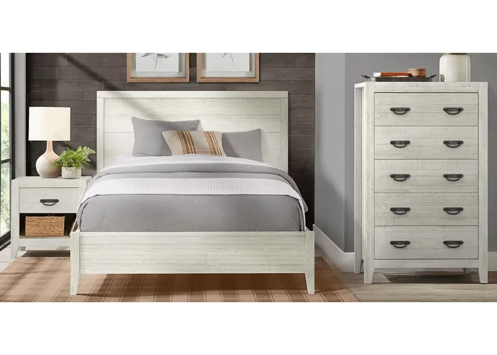 Palm Grove White 5 Pc Queen Panel Bedroom