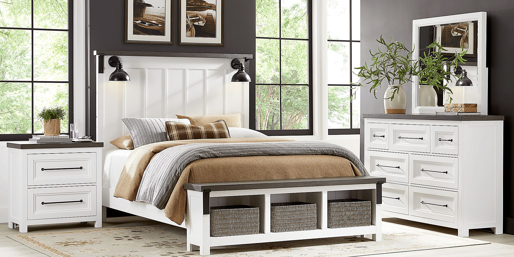 Tremblay Square White 7 Pc King Storage Bedroom