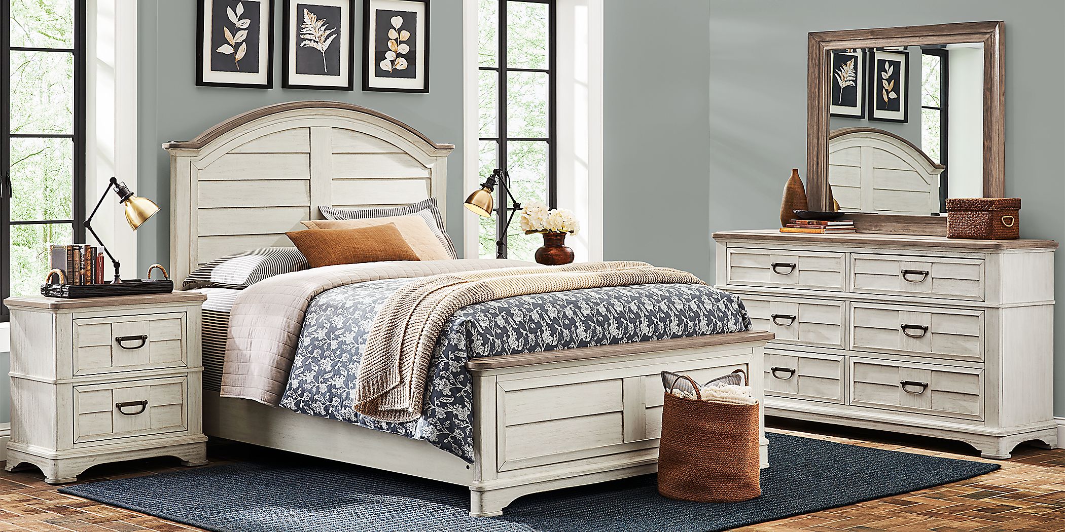 Edisto Bay White 7 Pc King Panel Bedroom