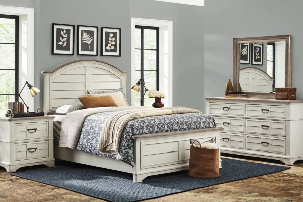 Edisto Bay White 7 Pc King Panel Bedroom
