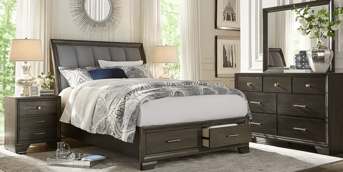 Beckwood Gray 3 Pc King Sleigh Bed with Storage