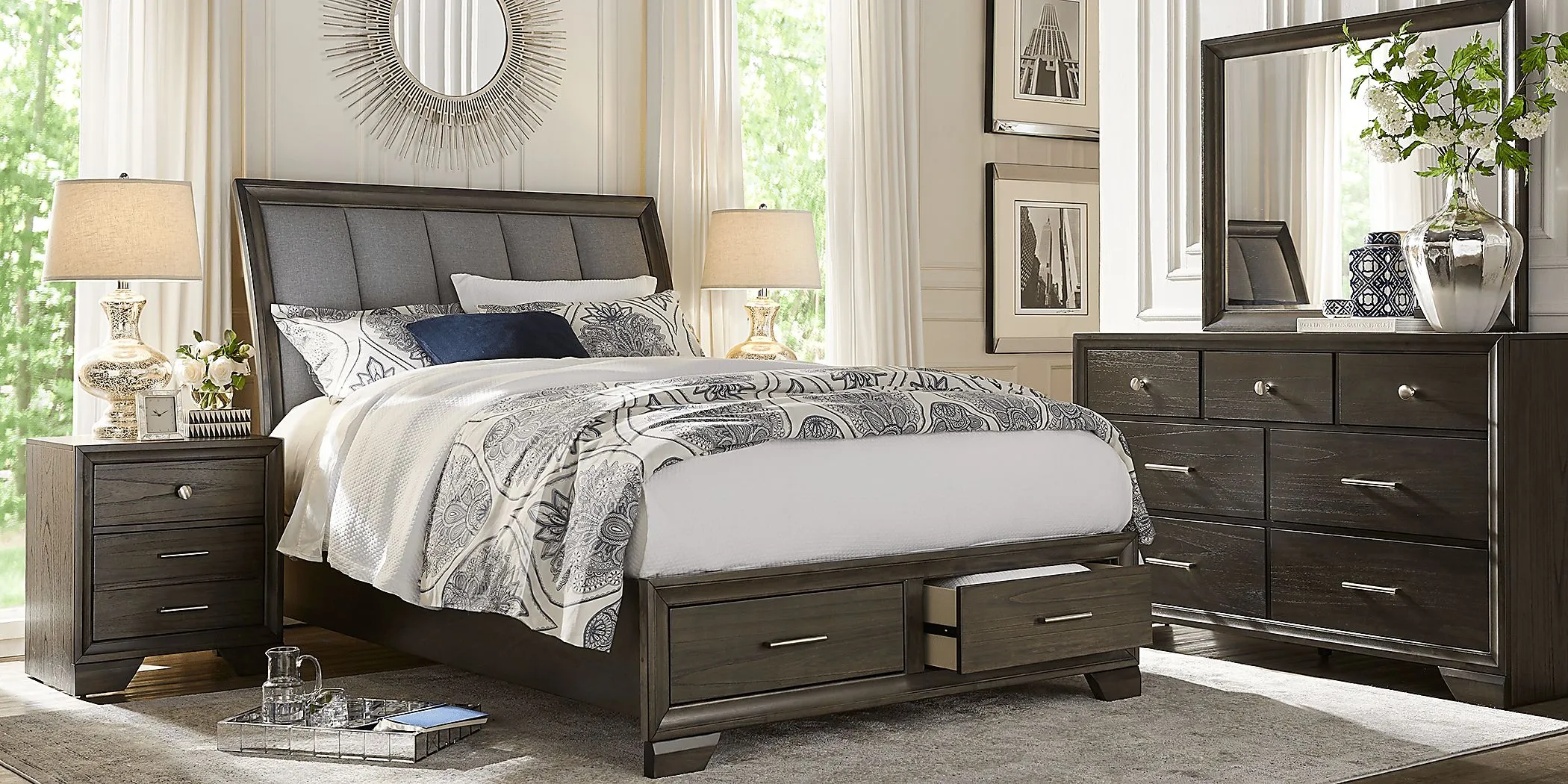 Beckwood Gray 3 Pc King Sleigh Bed with Storage