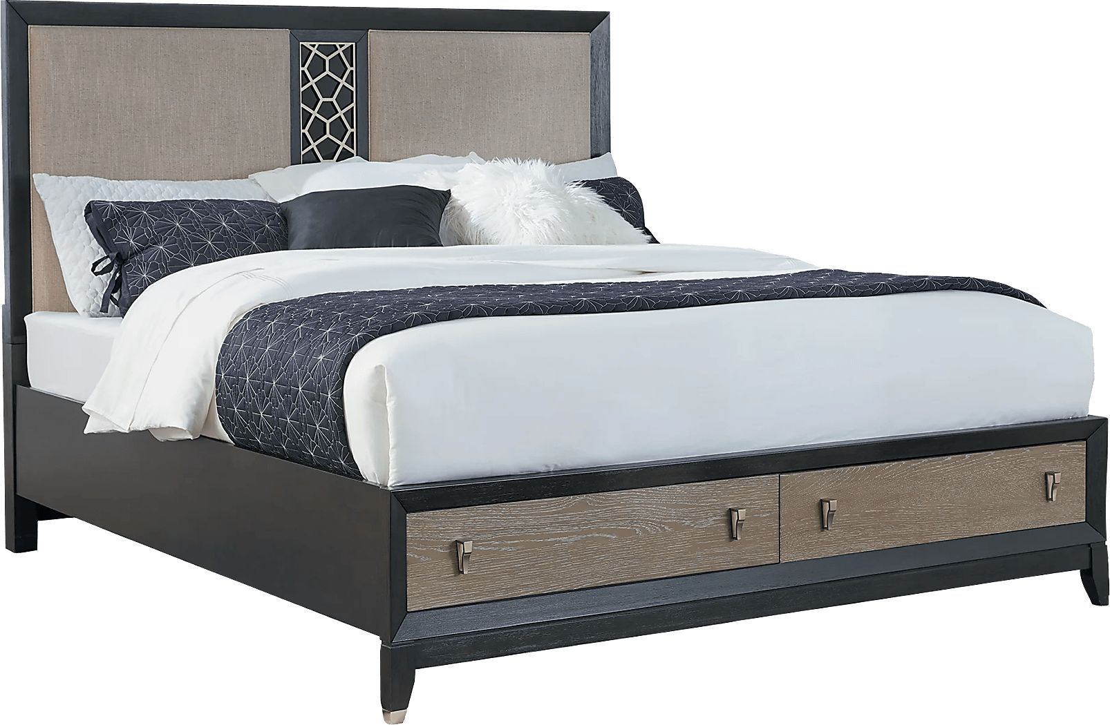 Rosalie Gray and Black 7 Pc King Storage Bedroom