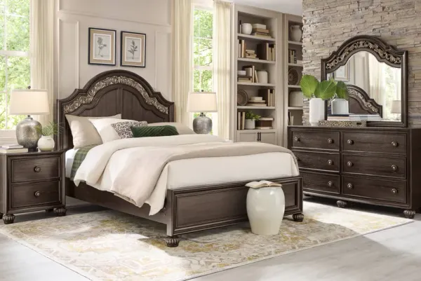 Augustine Brown 7 Pc King Arched Panel Bedroom