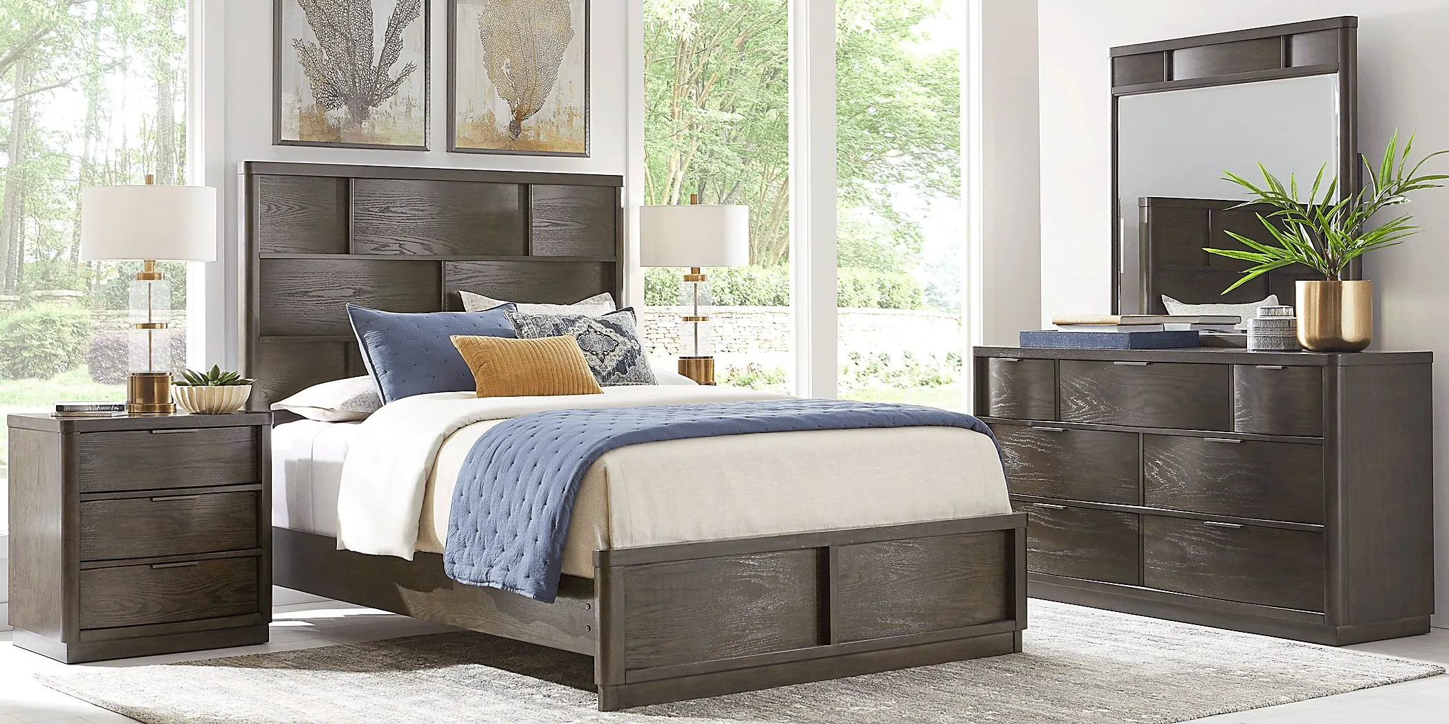 Avona Place Brown 7 Pc King Panel Bedroom
