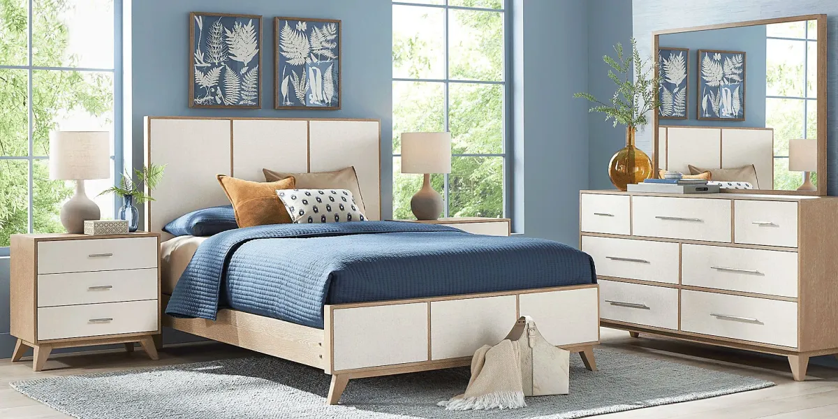 Biscayne Natural 7 Pc King Panel Bedroom