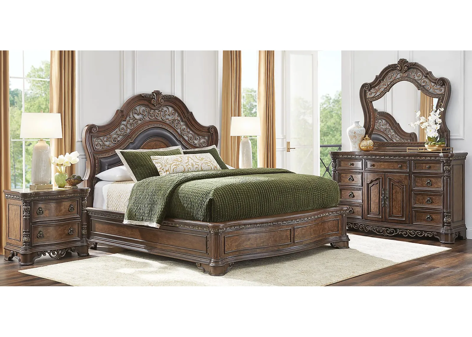 Yorkshire Manor Brown 7 Pc King Panel Bedroom