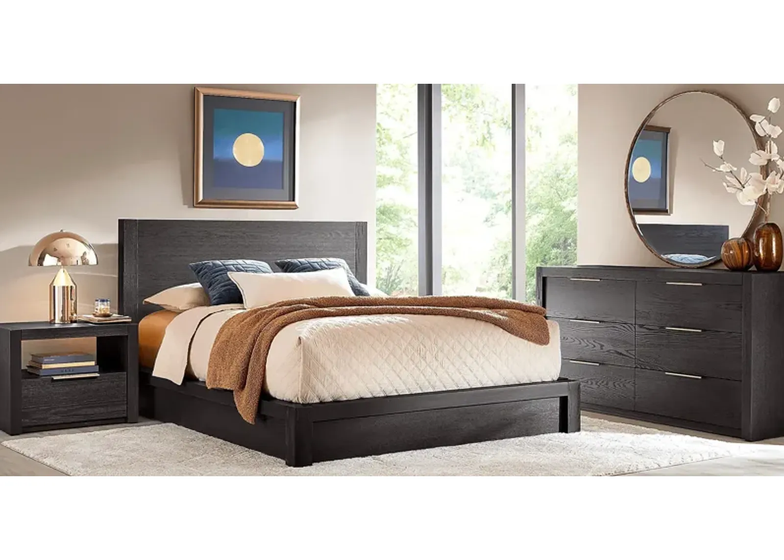 Easton Park Black 7 Pc King Panel Bedroom