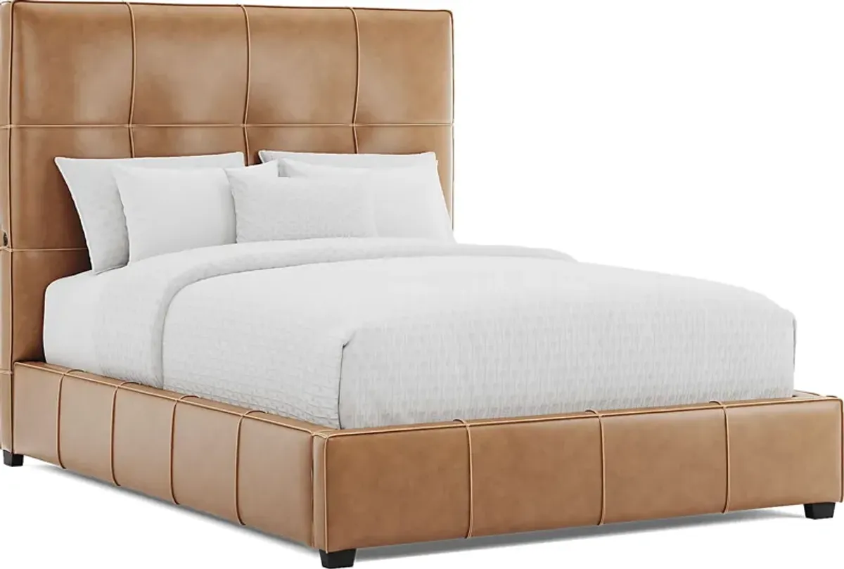 Cindy Crawford Home Kailey Park Oak 5pc Bedroom with Giselle Camel Queen Upholstered Bed