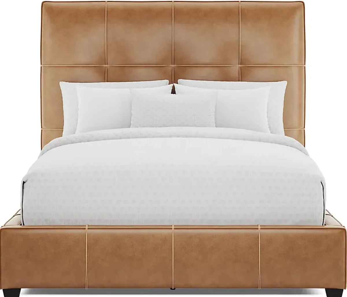 Cindy Crawford Home Kailey Park Oak 5pc Bedroom with Giselle Camel Queen Upholstered Bed