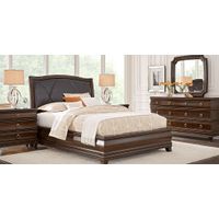 Alexi Cherry 7 Pc King Panel Bedroom with Chocolate Inset