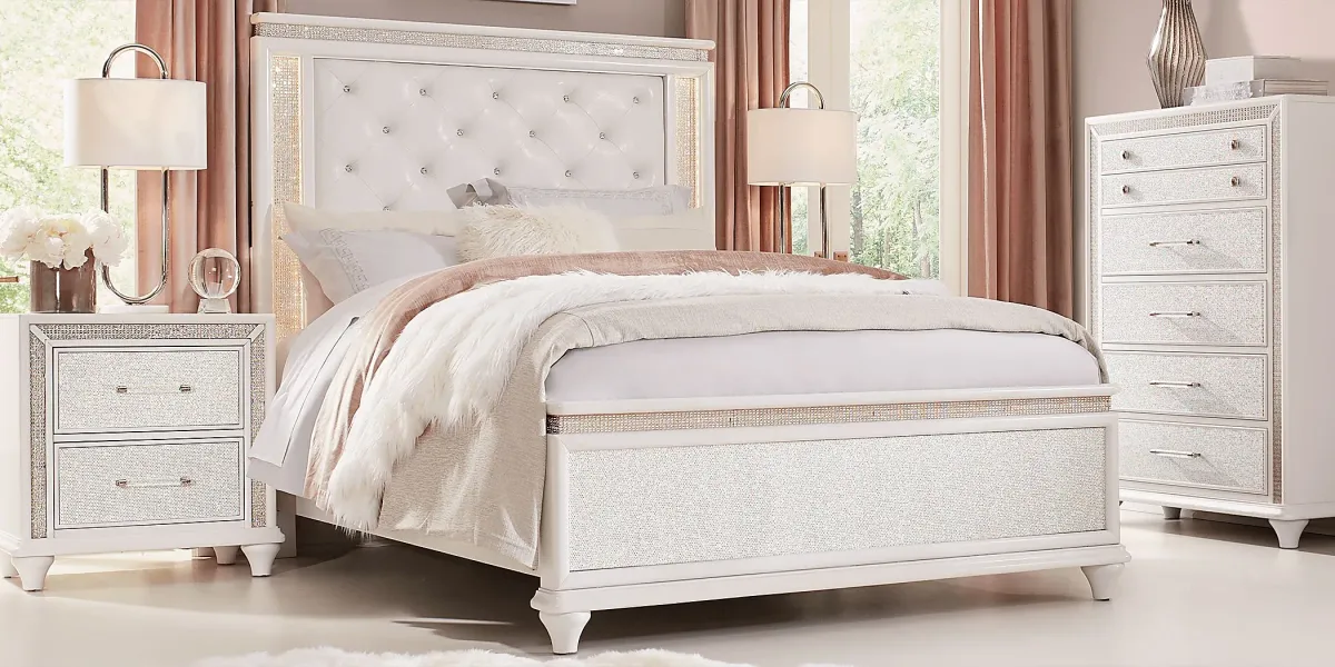 Vegas White 5 Pc Queen Panel Bedroom