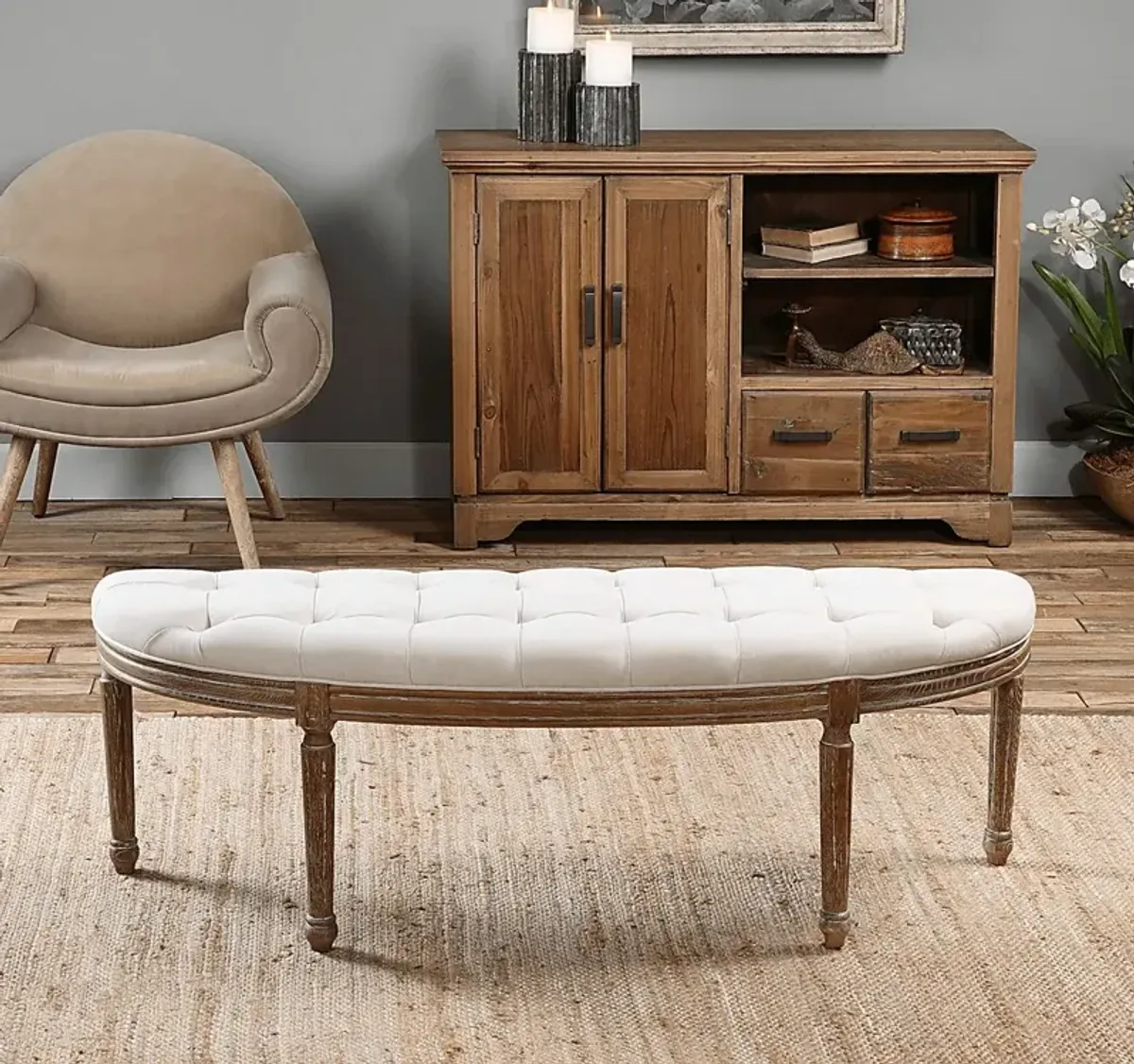 Lanntair Linen Accent Bench