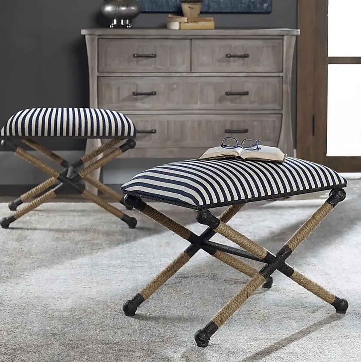 Belsfield Navy Accent Bench