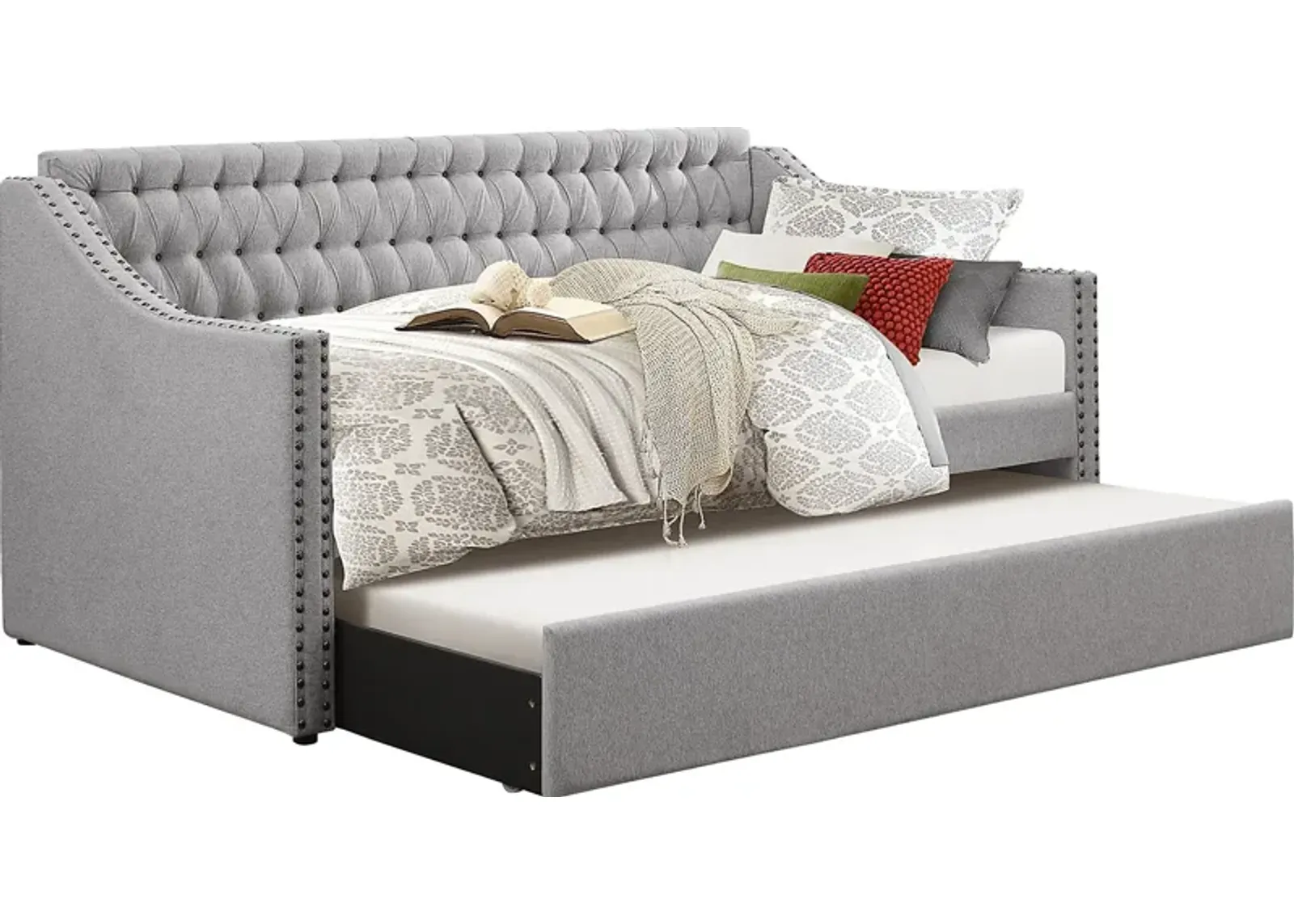 Ava Hill Light Gray Daybed with Trundle