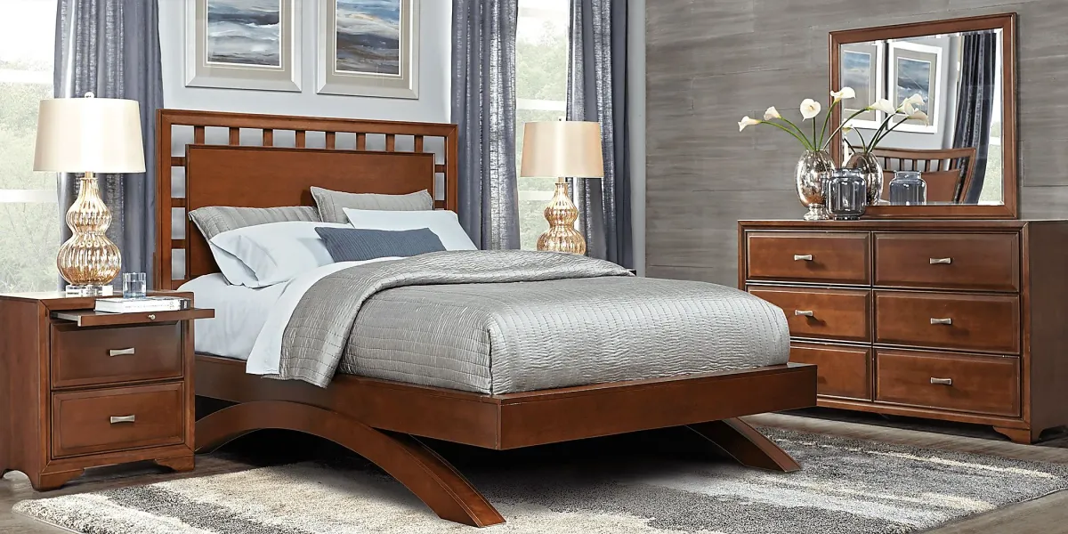 Belcourt Brown Cherry 3 Pc King Lattice Arch Bed