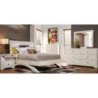 Belcourt White 5 Pc Queen Upholstered Sleigh Arch Bedroom
