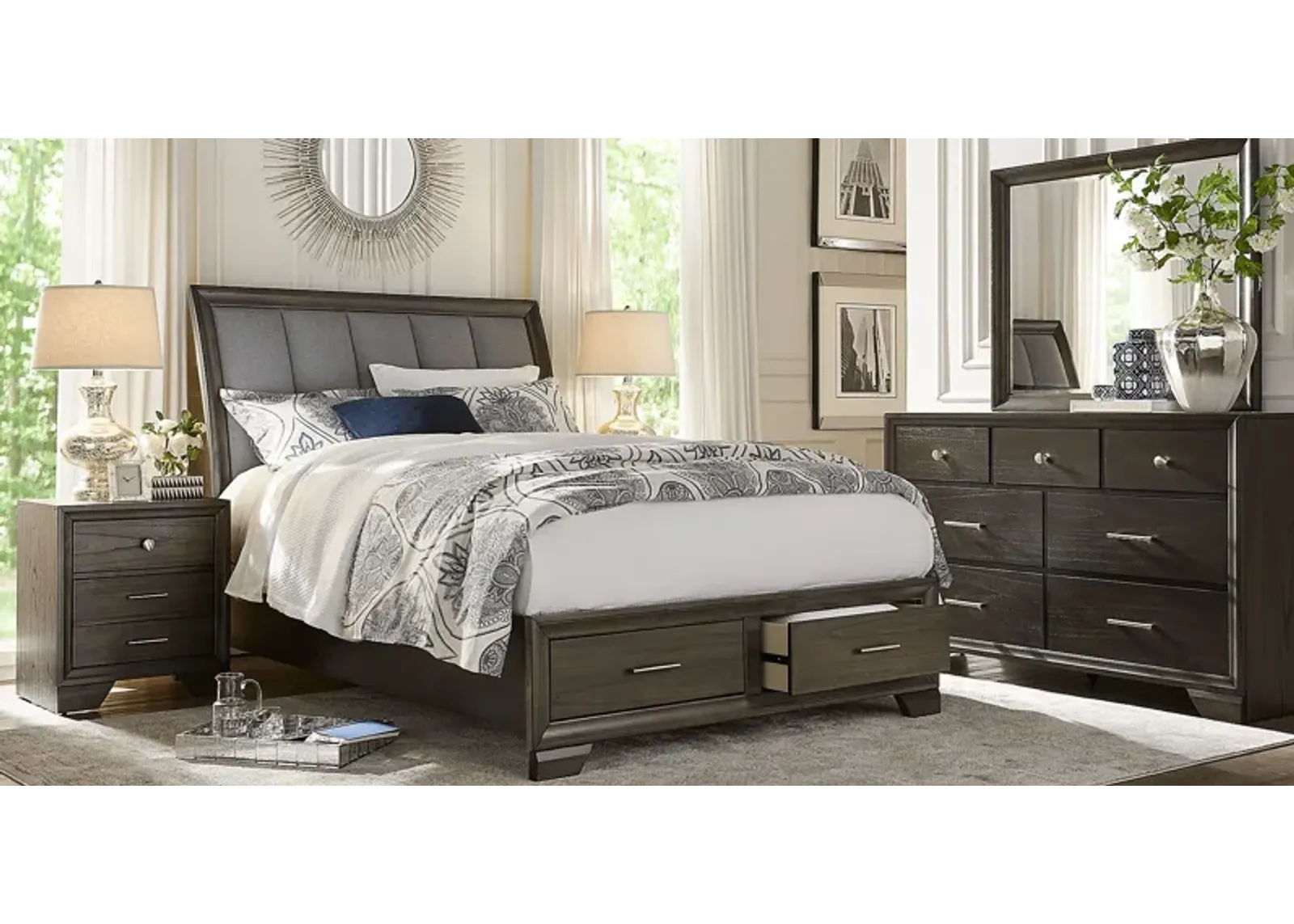 Beckwood Gray 5 Pc King Sleigh Bedroom with Storage