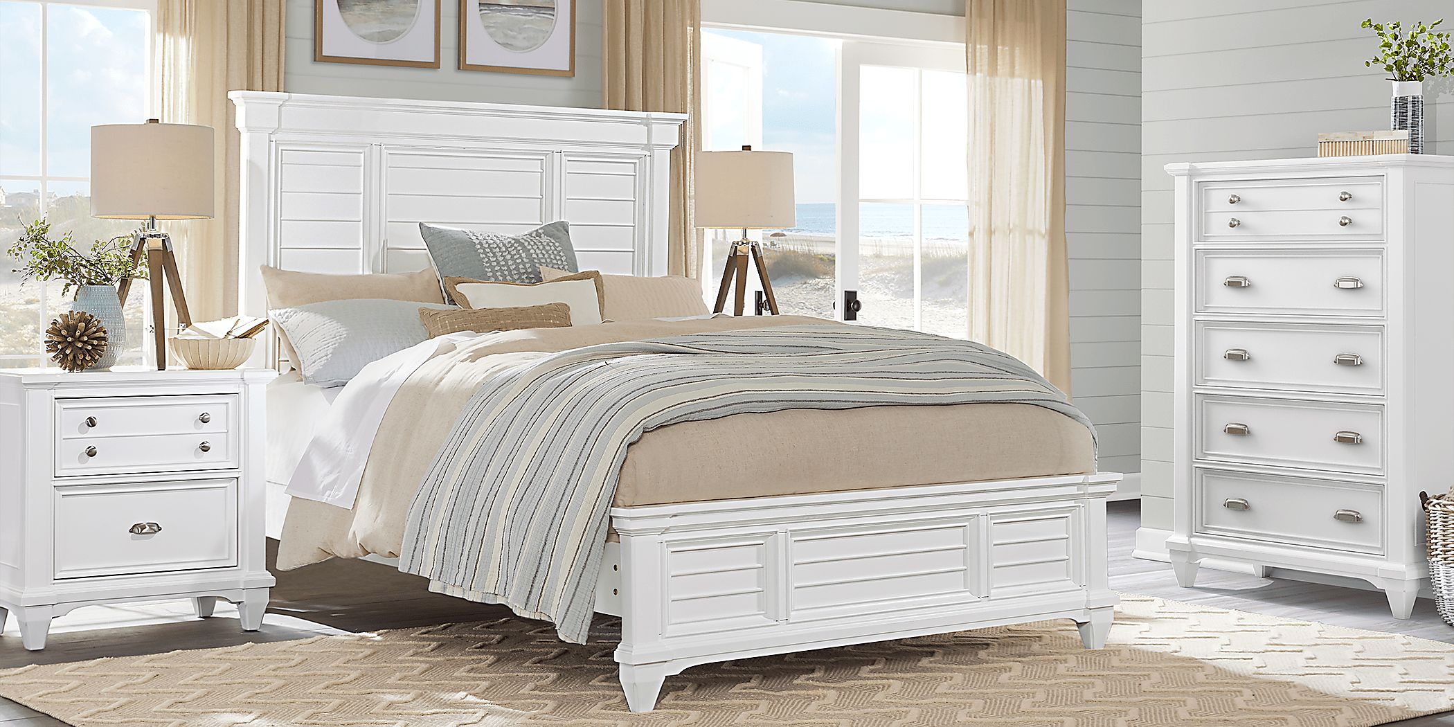 Hilton Head White 5 Pc King Panel Bedroom