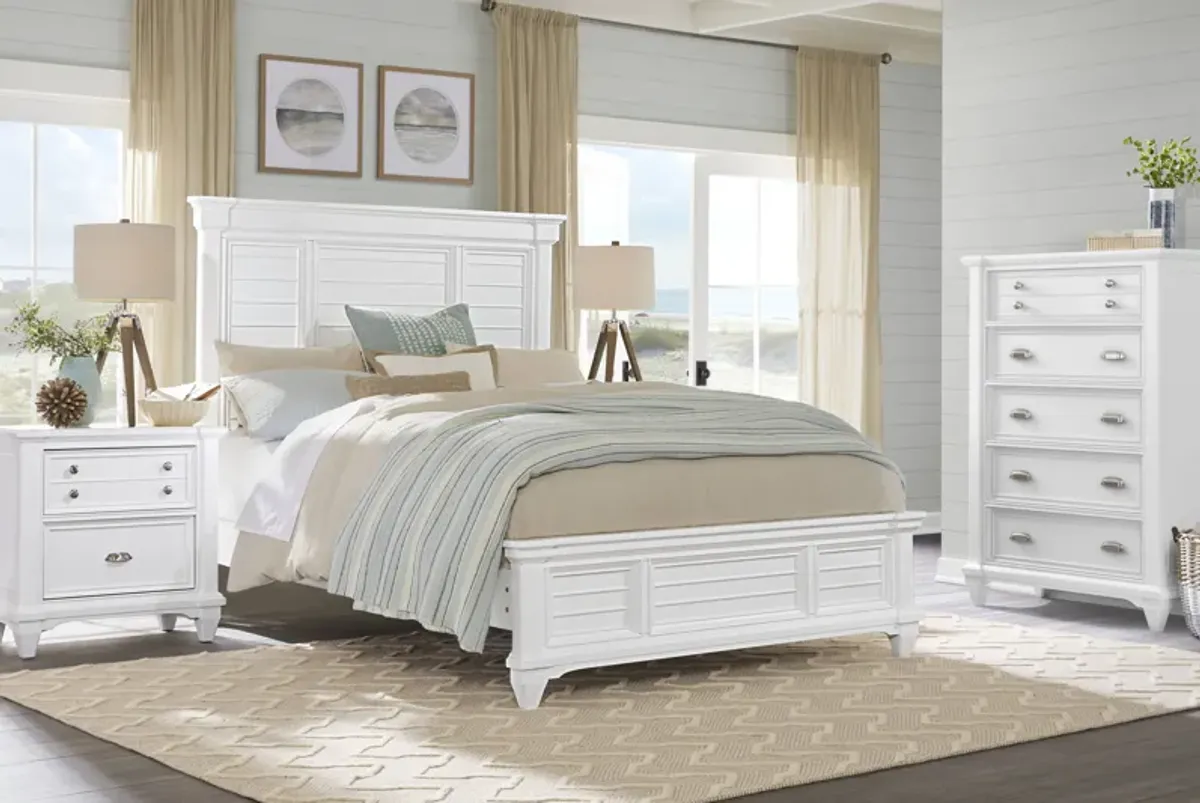 Hilton Head White 5 Pc King Panel Bedroom