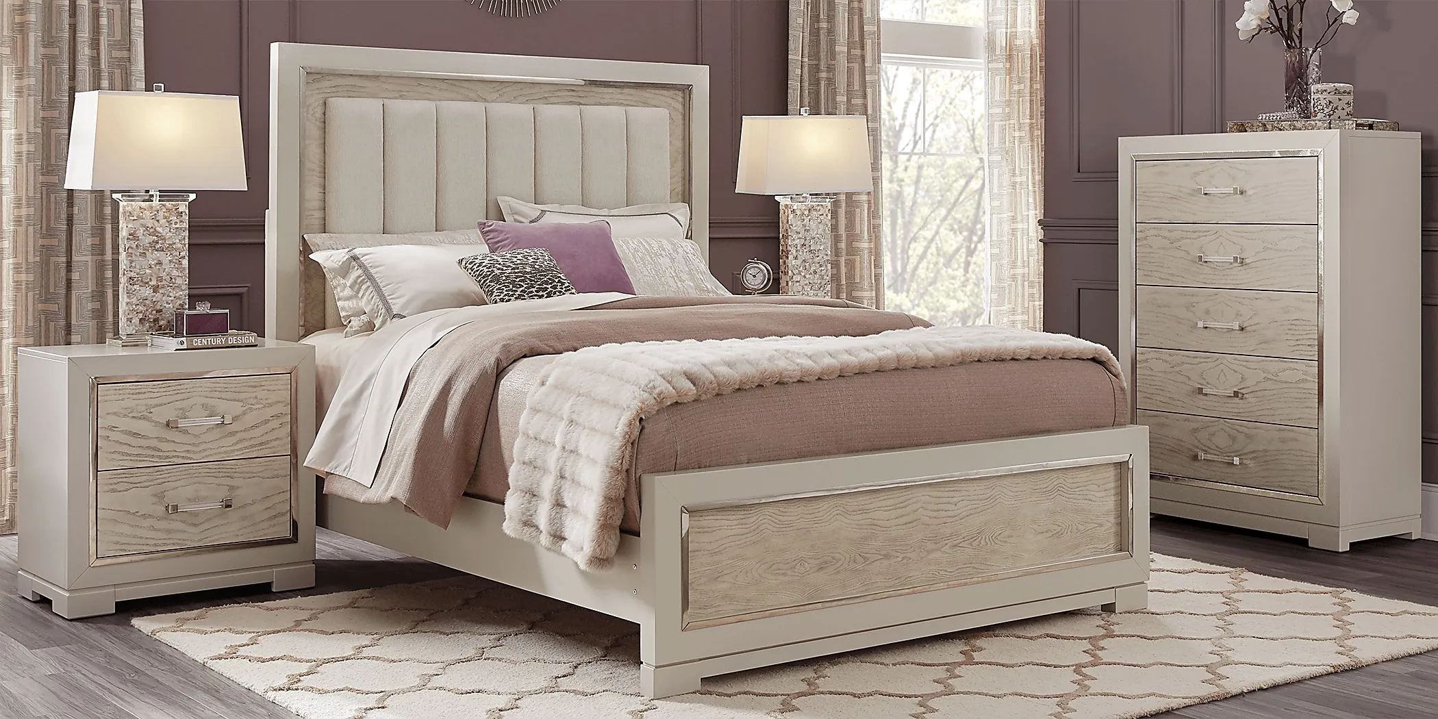 Cindy Crawford Home Bel Air Ivory 5 Pc King Panel Bedroom