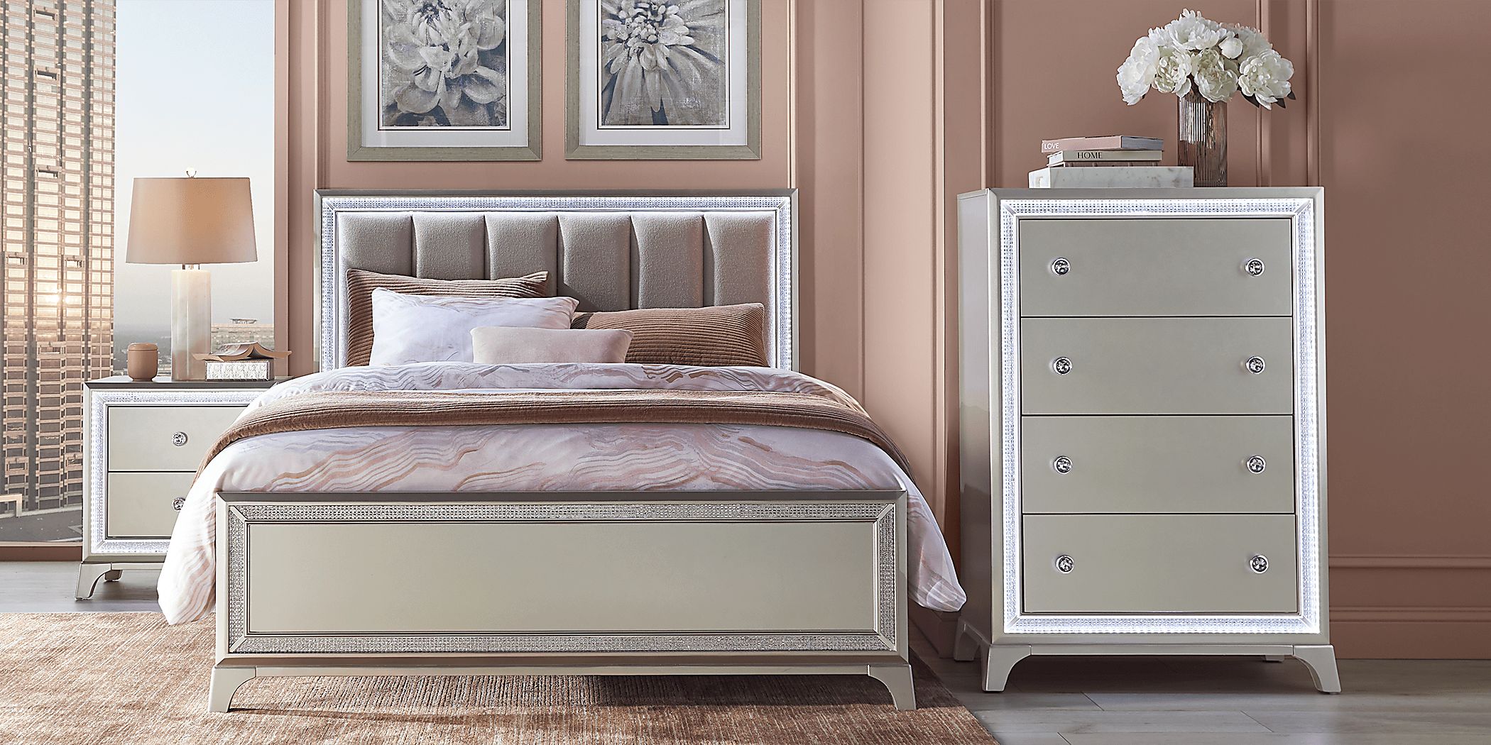 Avery Silver 5 Pc Queen Bedroom