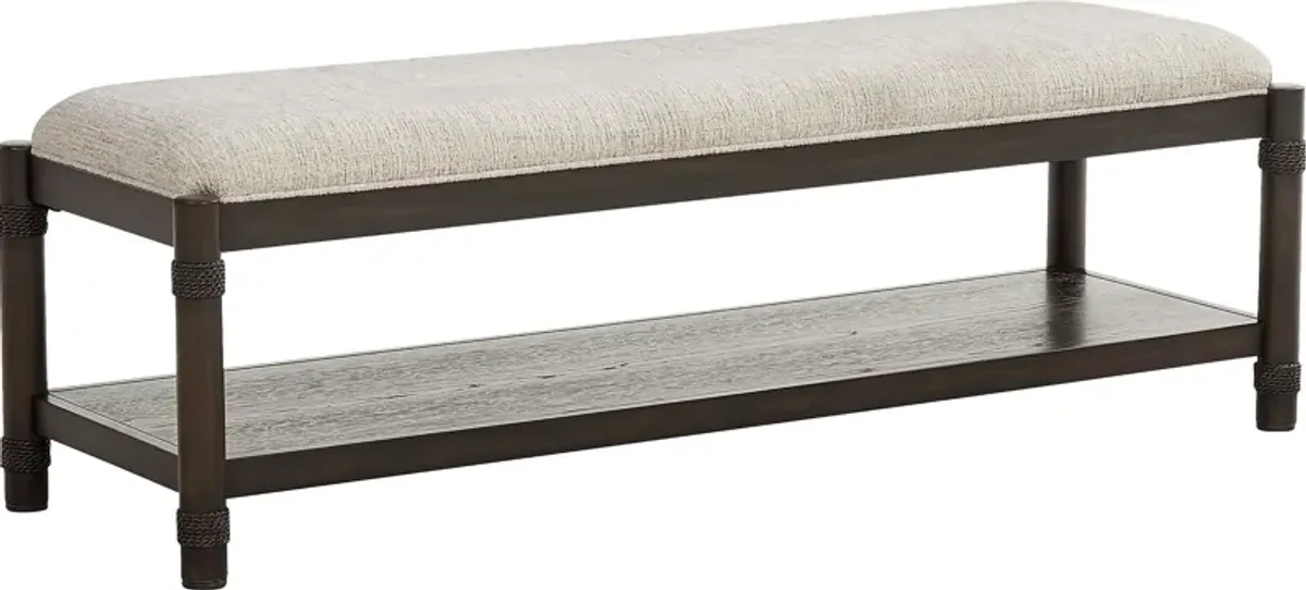 Vineyard Estates Brown Upholstered Bench