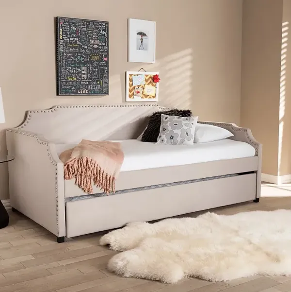 Tynland Beige Twin Daybed with Trundle
