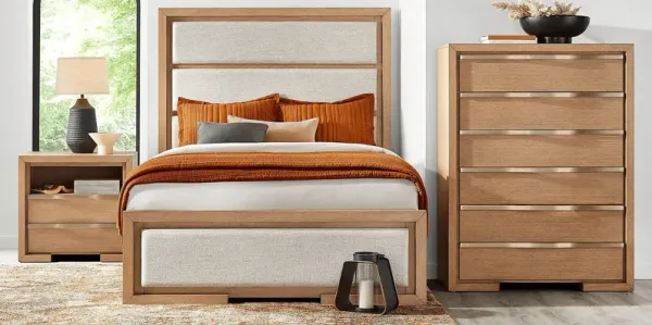 Alpine Lake Light Oak 5 Pc Queen Upholstered Bedroom