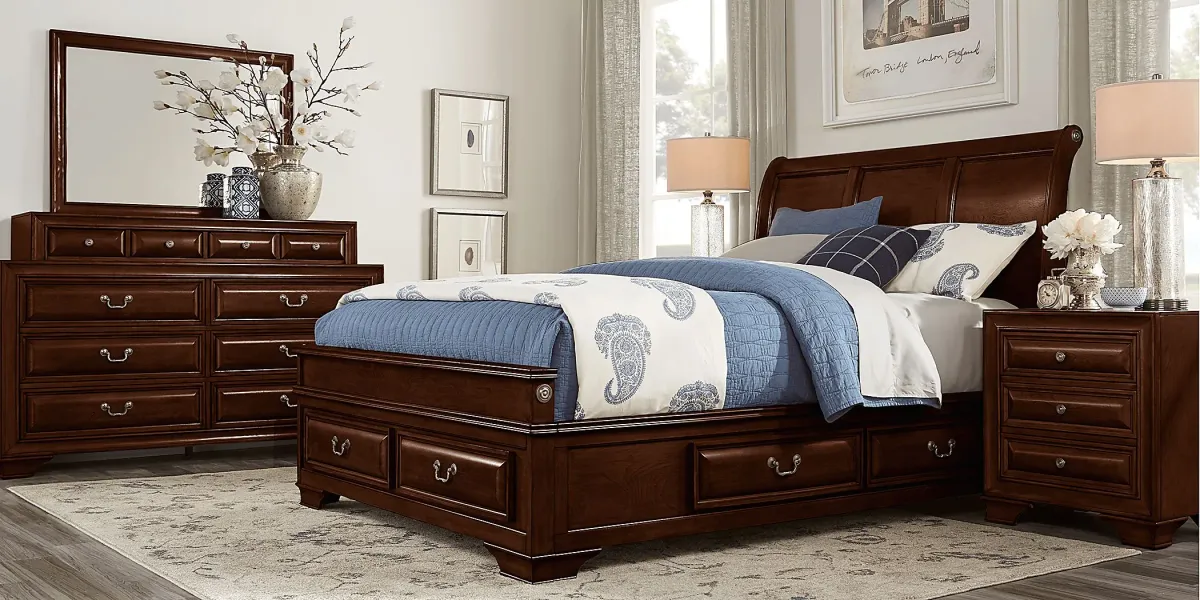 Mill Valley II Cherry 5 Pc Queen Sleigh Bedroom with Storage