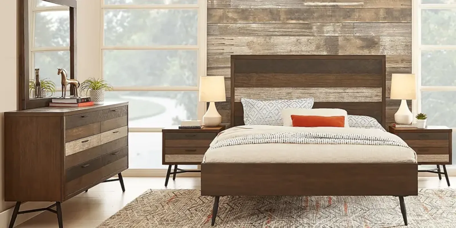 Rooms to go mid century modern bedroom discount
