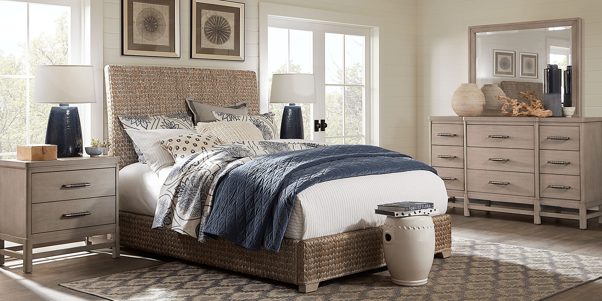 Golden Isles Gray 5 Pc Queen Woven Bedroom