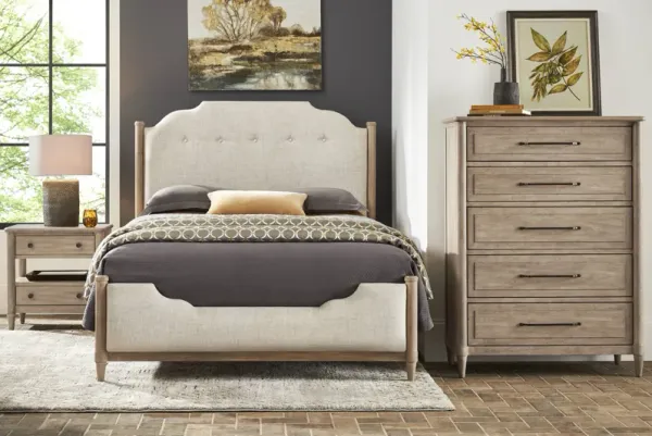 Oakwood Terrace Tan 5 Pc Queen Upholstered Bedroom