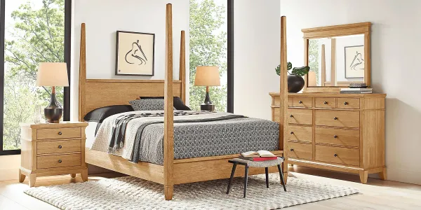 Springville Natural 5 Pc Queen Poster Bedroom