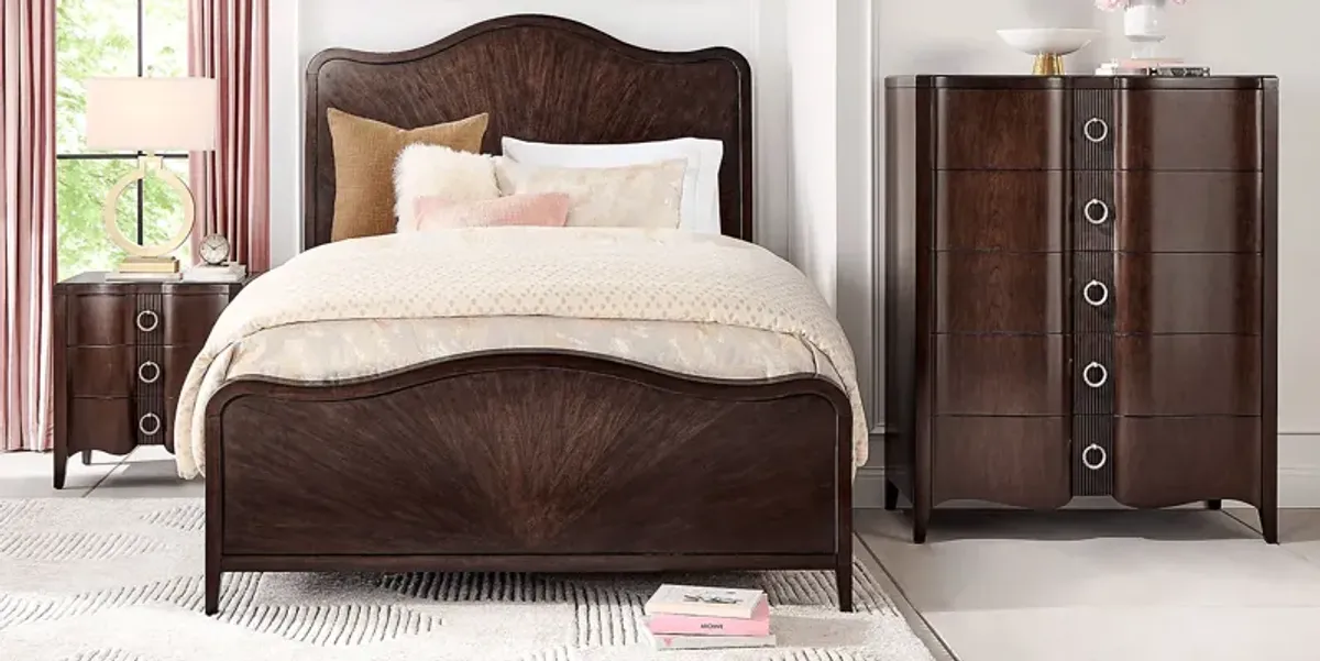 Bradbury Brown Cherry 5 Pc Queen Panel Bedroom
