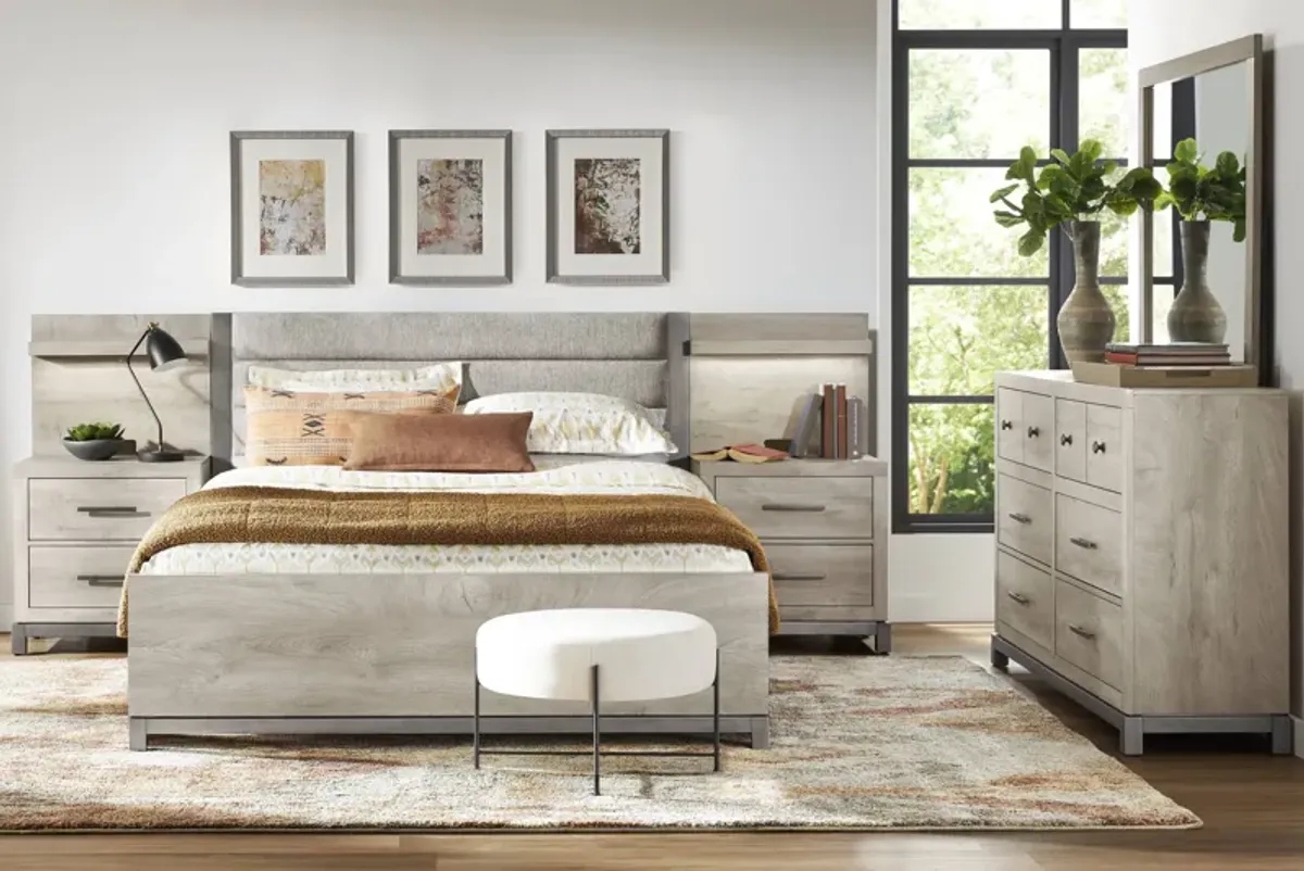 Maxton Place Gray 9 Pc Queen Bedroom