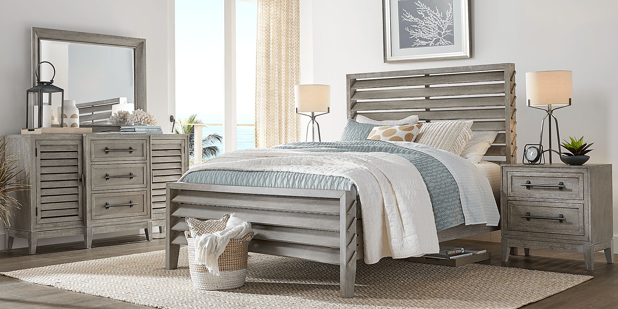 River Falls Light Gray 5 Pc Queen Slat Bedroom