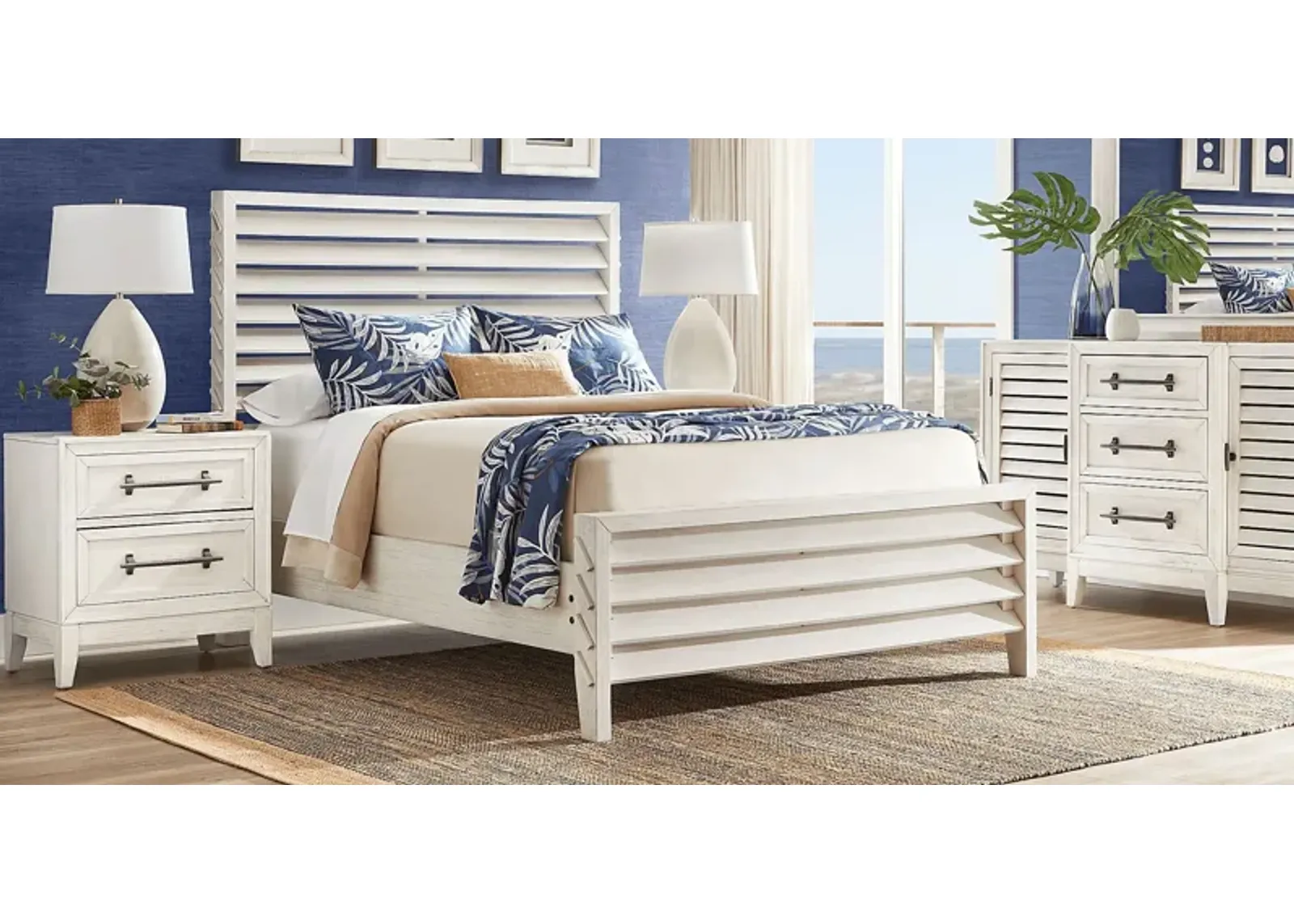 River Falls White 5 Pc Queen Slat Bedroom