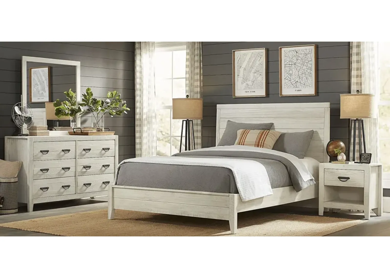 Palm Grove White 5 Pc Queen Panel Bedroom