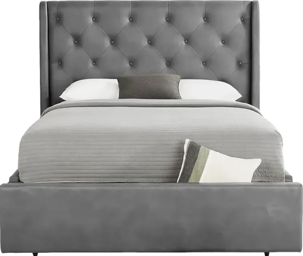 Alison II Gray 3 Pc Queen Upholstered Storage Bed