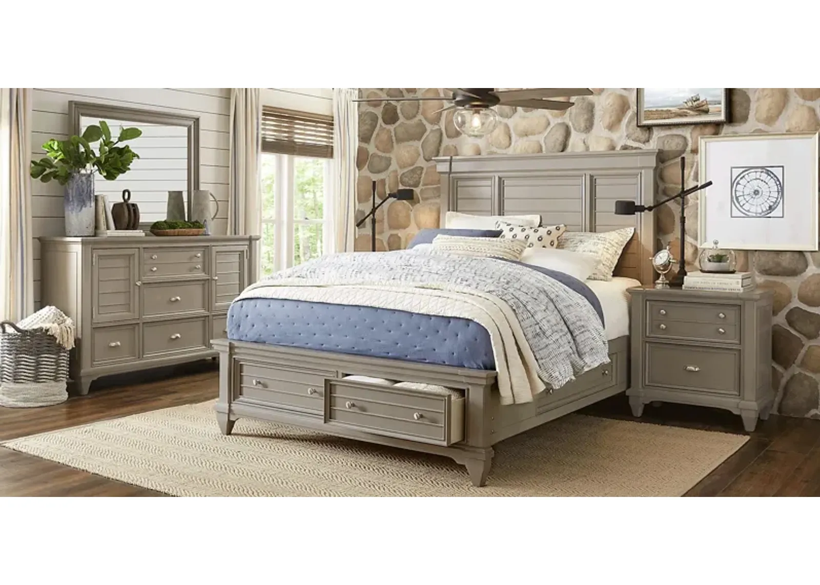 Hilton Head Gray 5 Pc Queen Storage Bedroom