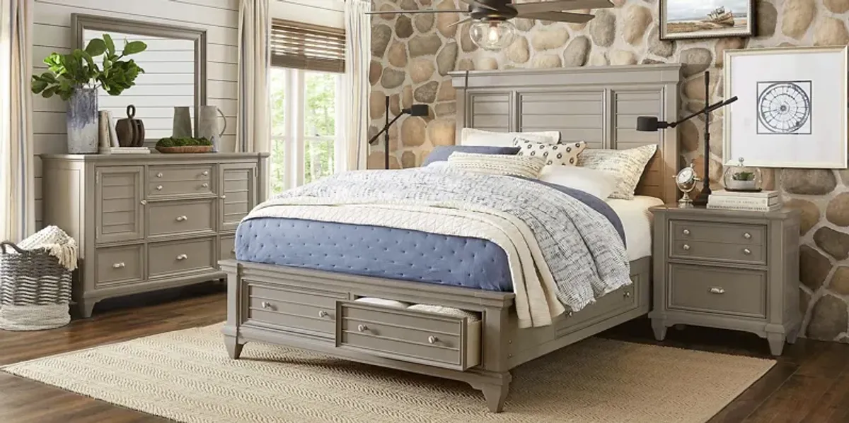 Hilton Head Gray 5 Pc Queen Storage Bedroom