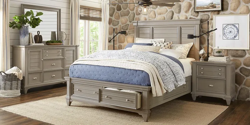 Hilton Head Gray 5 Pc Queen Storage Bedroom