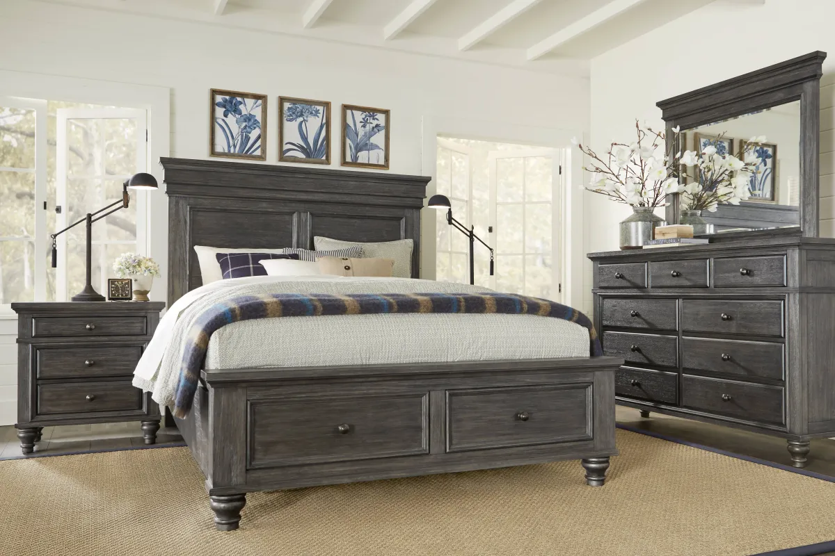 Lake Town Gray 5 Pc Queen Panel Bedroom with Storage