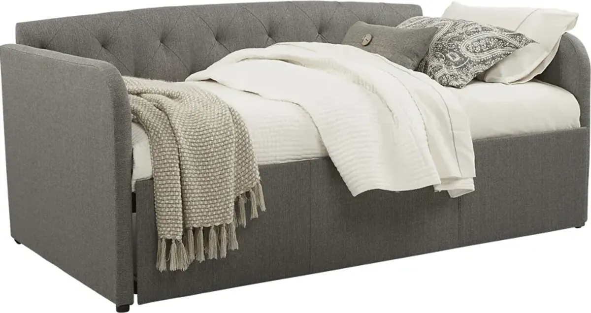 Lanie Gray Tufted Daybed with Trundle