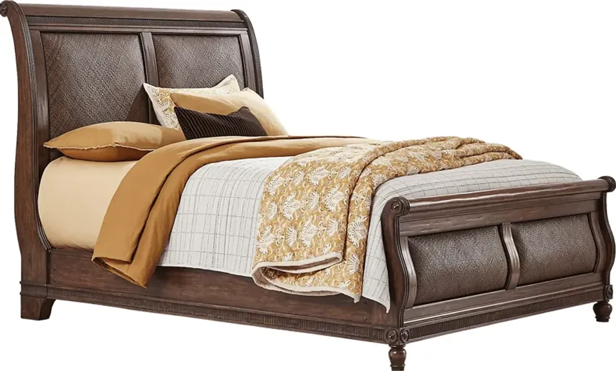 West Indies Brown 5 Pc Queen Sleigh Bedroom