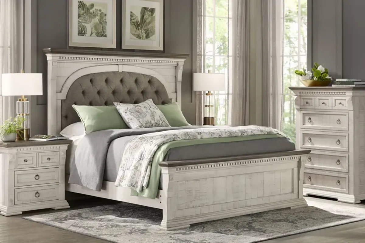 Crestwell Manor White 5 Pc Queen Upholstered Bedroom