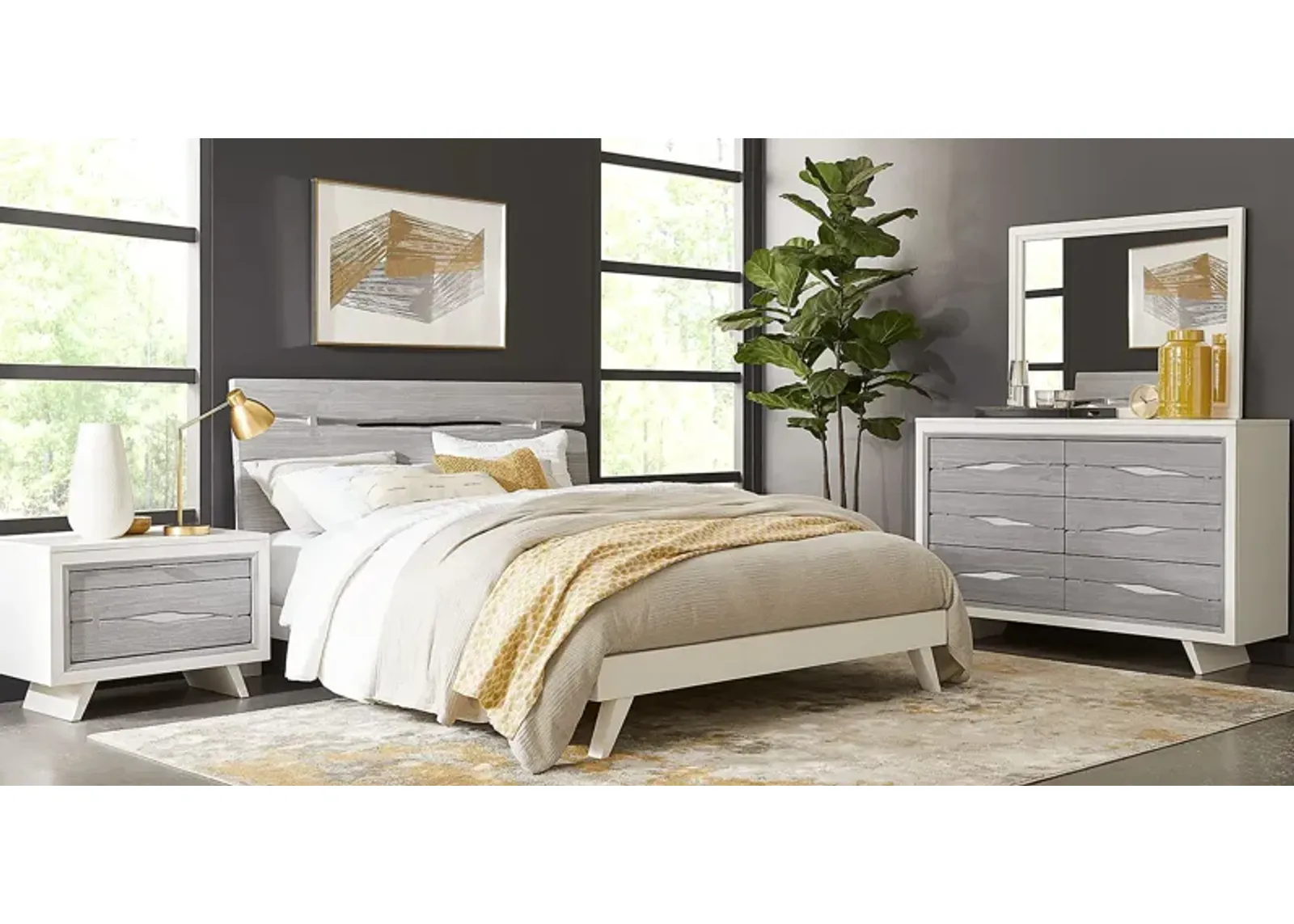 Dana Point White 5 Pc King Panel Bedroom