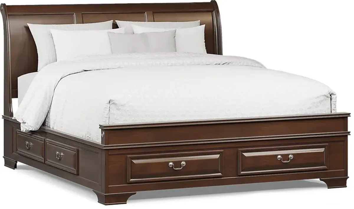 Mill Valley II Cherry 5 Pc King Sleigh Bedroom with Storage